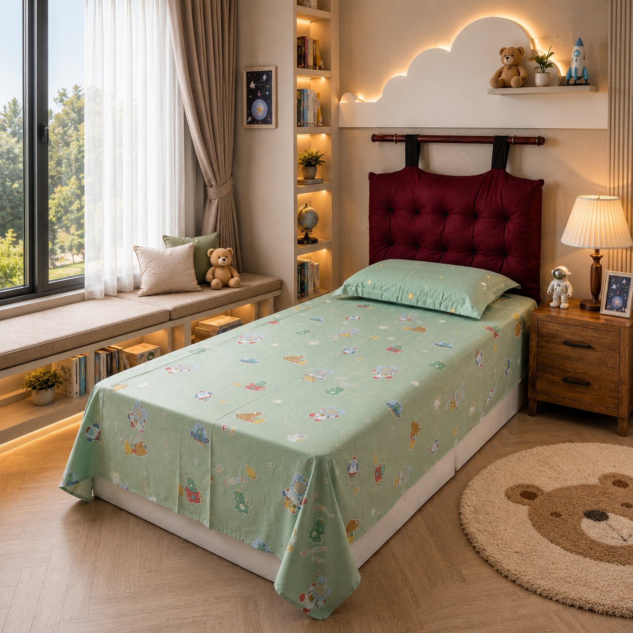 Kids Single Pure  Cotton Bedsheet — Astronaut Story