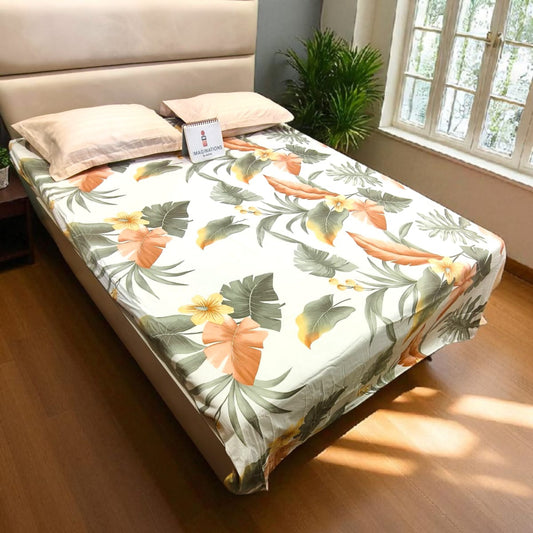 Floral King Pure Cotton Bedsheet — Peach