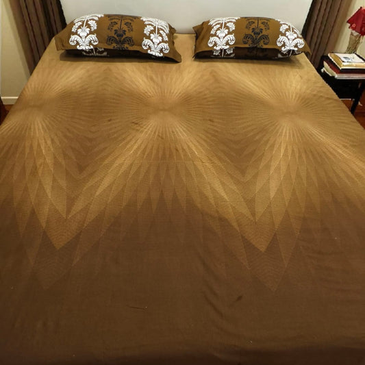 Geometric King Pure Cotton Bedsheet — Ombre Brown-001