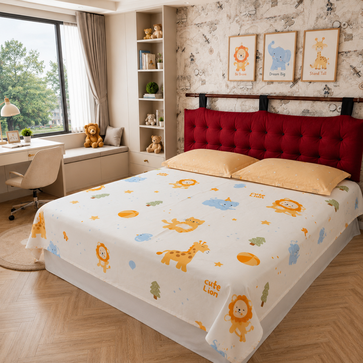 Jungle Love Kids King Pure Cotton Bedsheet-White