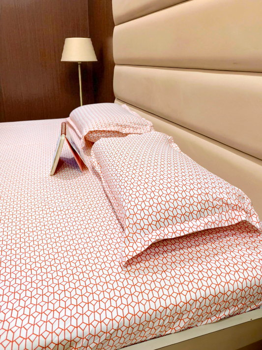 Geometric Queen Glaze  Cotton Bedsheet — Rustic Art