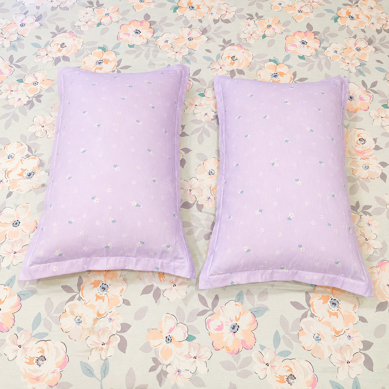 Floral Queen Pure Cotton Bedsheet —Pastel Green