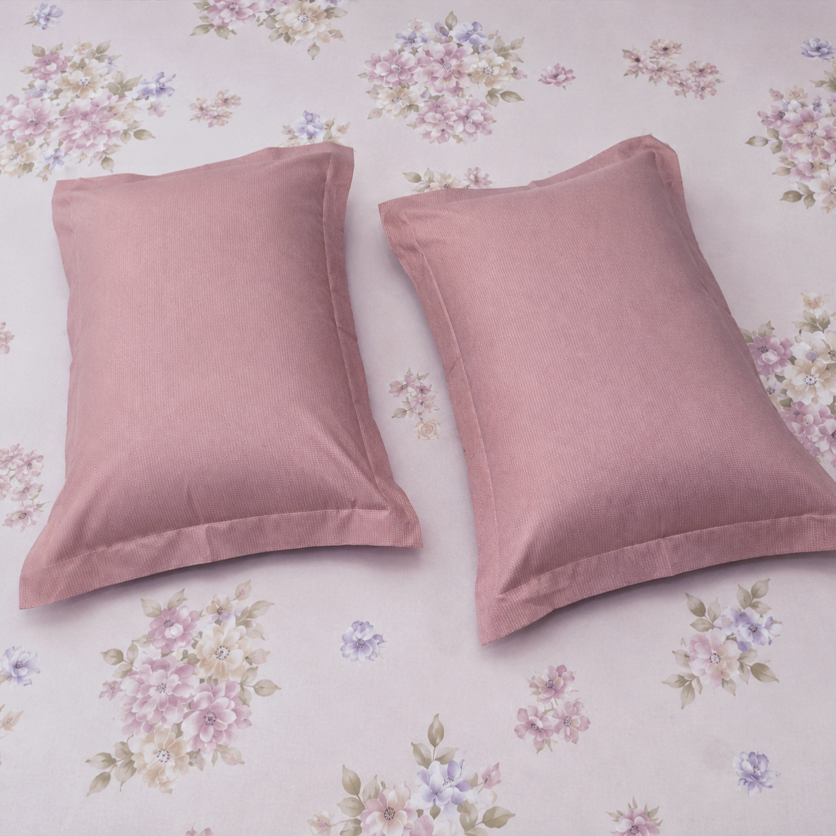 Floral Queen Pure Cotton Bedsheet —Pastel Pink