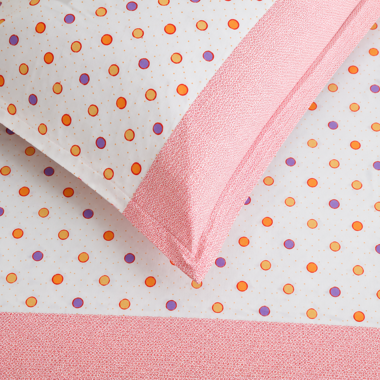 Geometric Single Pure Cotton Bedsheet — White Multi Dots