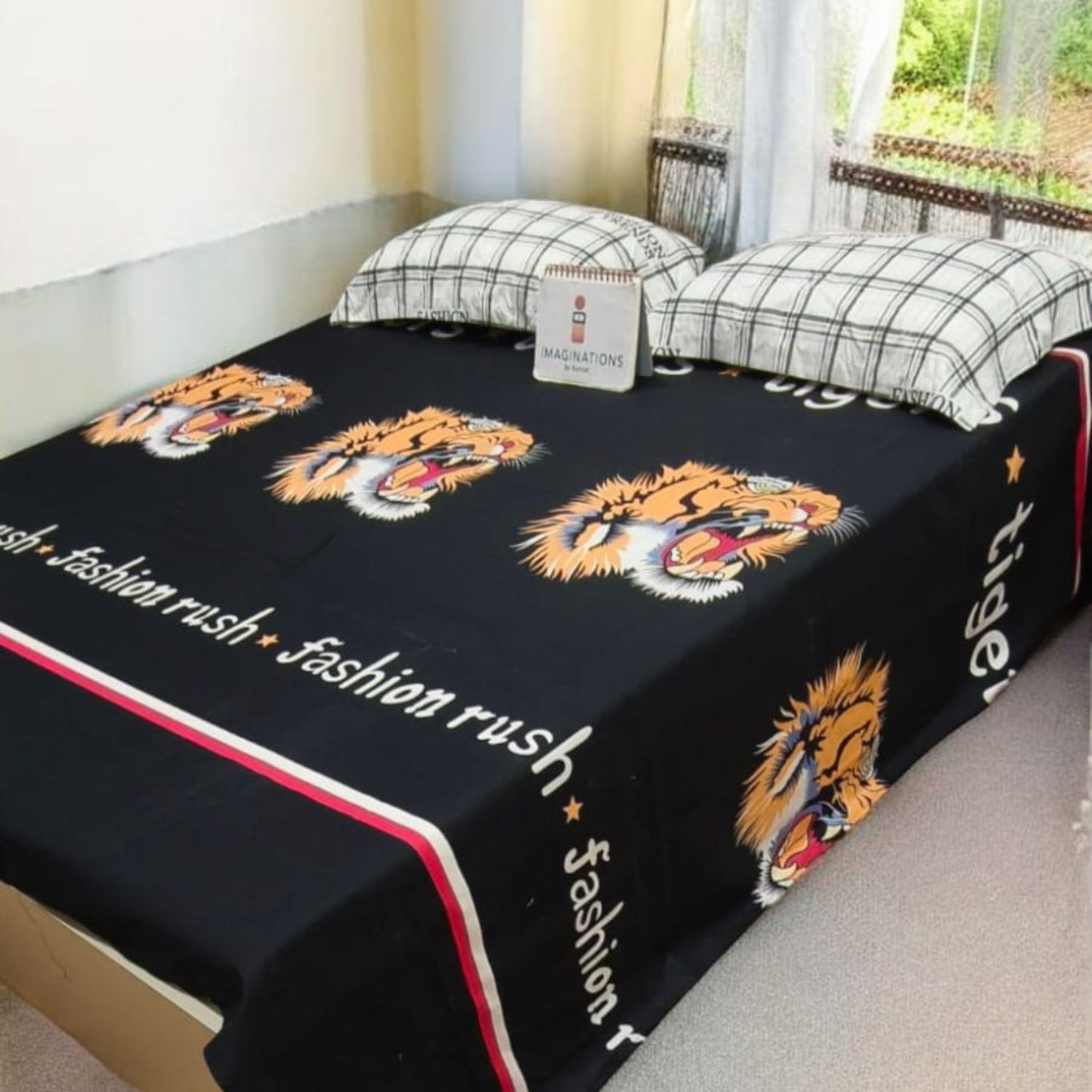 Kids Queen Glaze  Cotton Bedsheet —Roaring Tigers