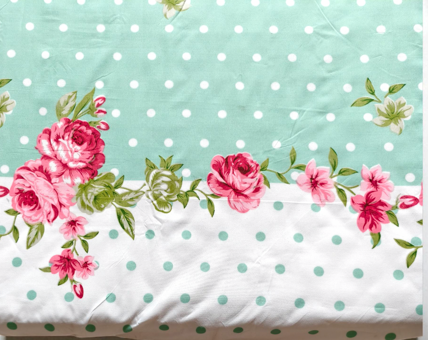 Floral Single Glaze  Cotton Bedsheet — Mint Green