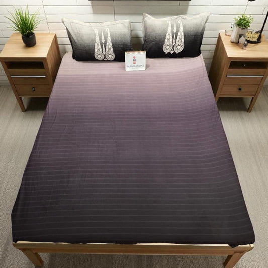 Geometric King Pure Cotton Bedsheet — Ombre Purple
