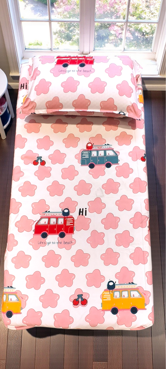 Kids Single Glaze  Cotton Bedsheet —Travel Tales