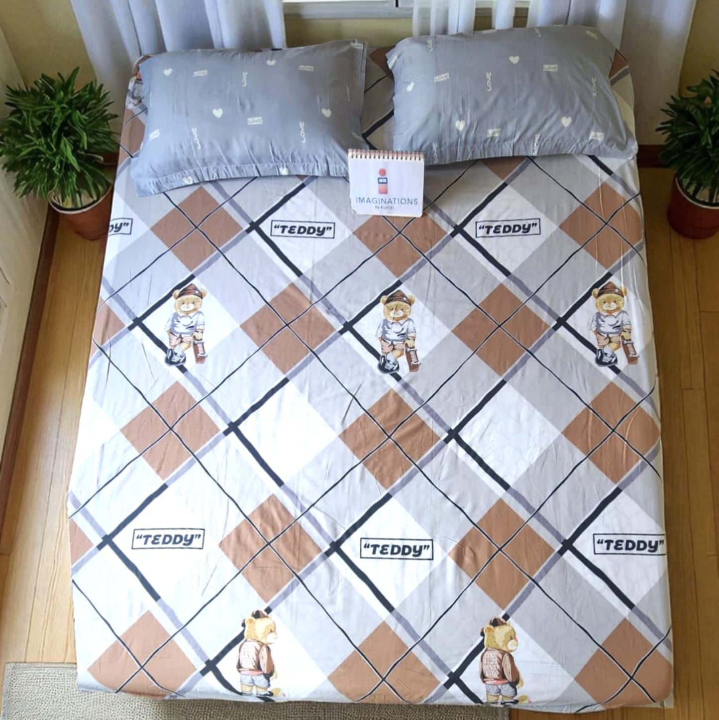 Wild Bear Kids King Pure Cotton Bedsheet- Multicolour -Brown