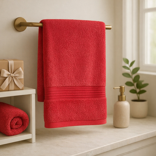 Premium Cotton Bath Towels-Red