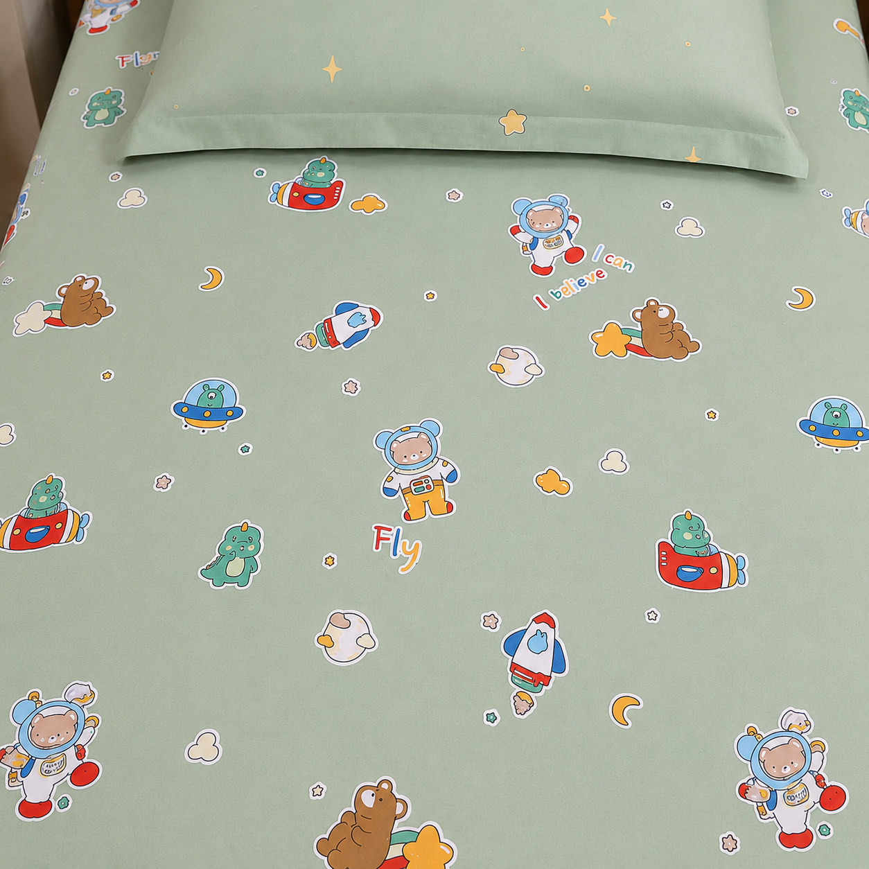 Kids Single Pure  Cotton Bedsheet — Astronaut Story