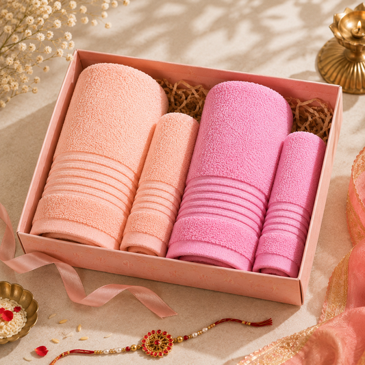 Bath Linen Jodi Hamper-Pink & Peach (2+2)