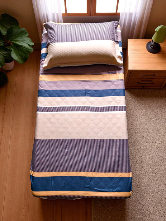 Geometric Single Glaze  Cotton Bedsheet — Multistripe