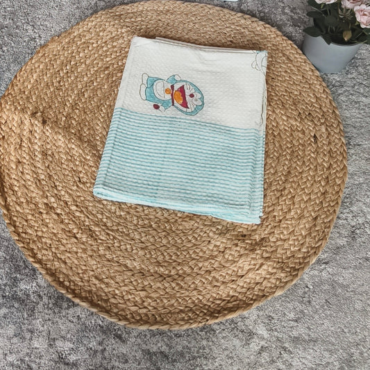 Kids Handblock Printed Waffle Towel-Doremon Buddy