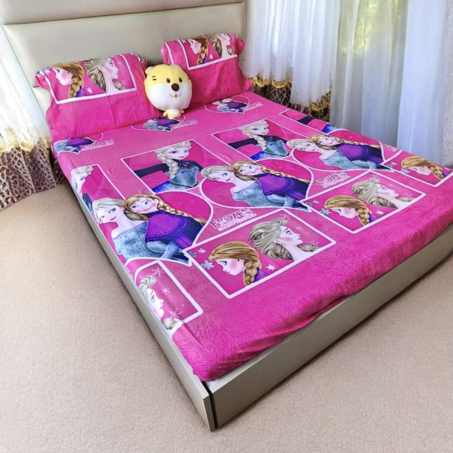 Kids Queen Glaze  Cotton Bedsheet —Frozen Dreams