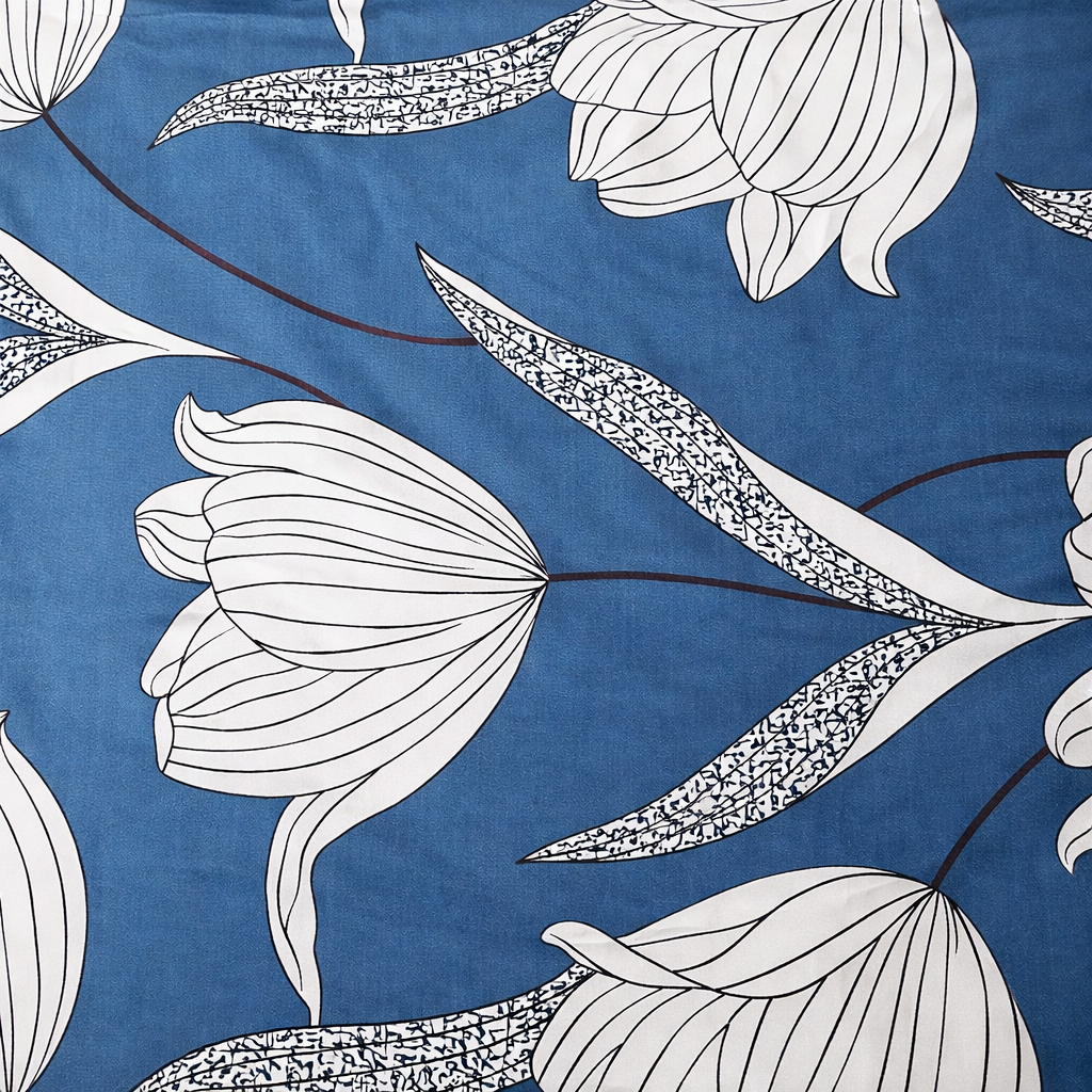 Floral Queen Glaze  Cotton Bedsheet —Aqua Flowers