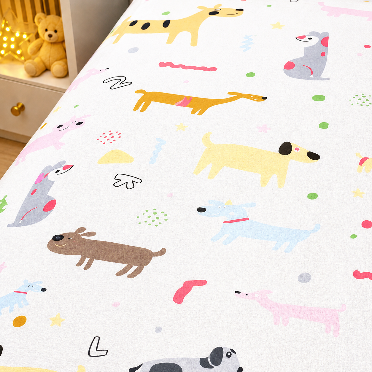 Kids Single Pure  Cotton Bedsheet — Puppy Love