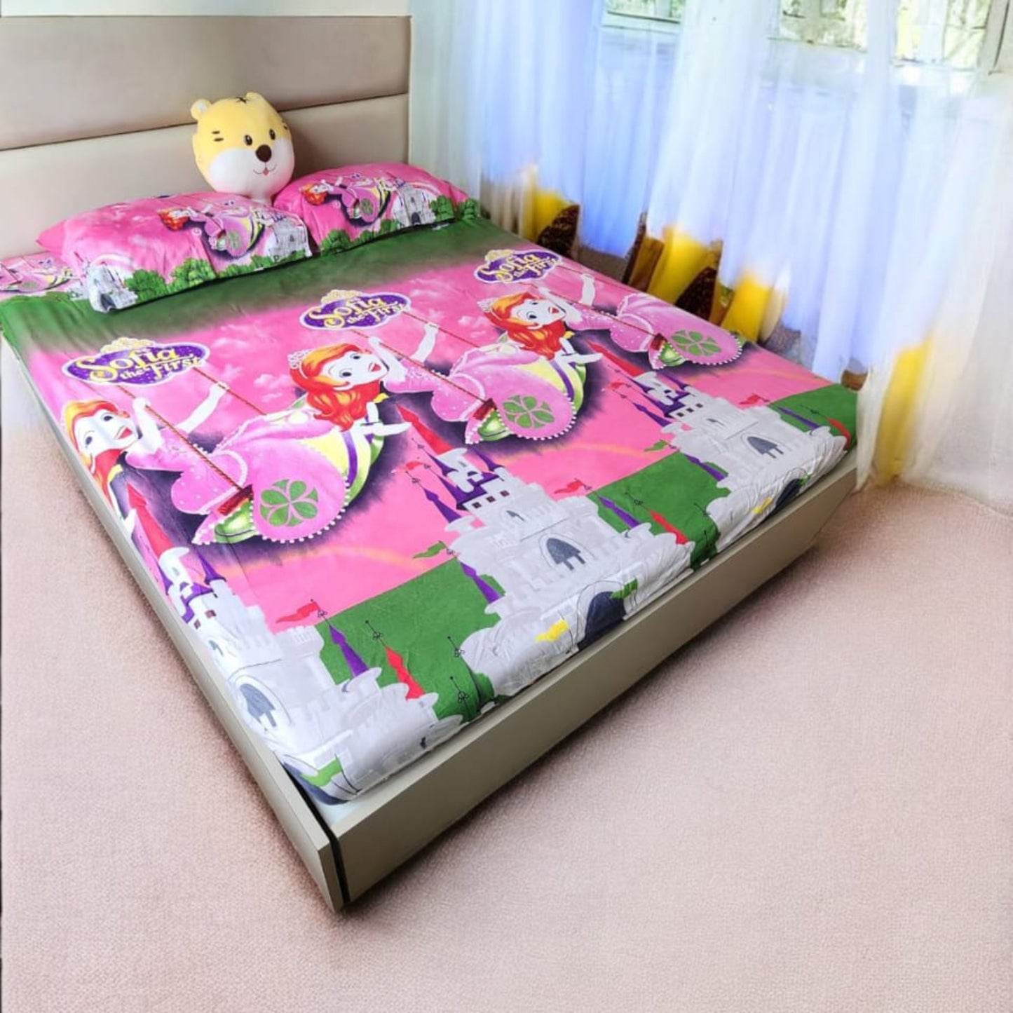 Kids Queen Glaze  Cotton Bedsheet - Sophia Princess