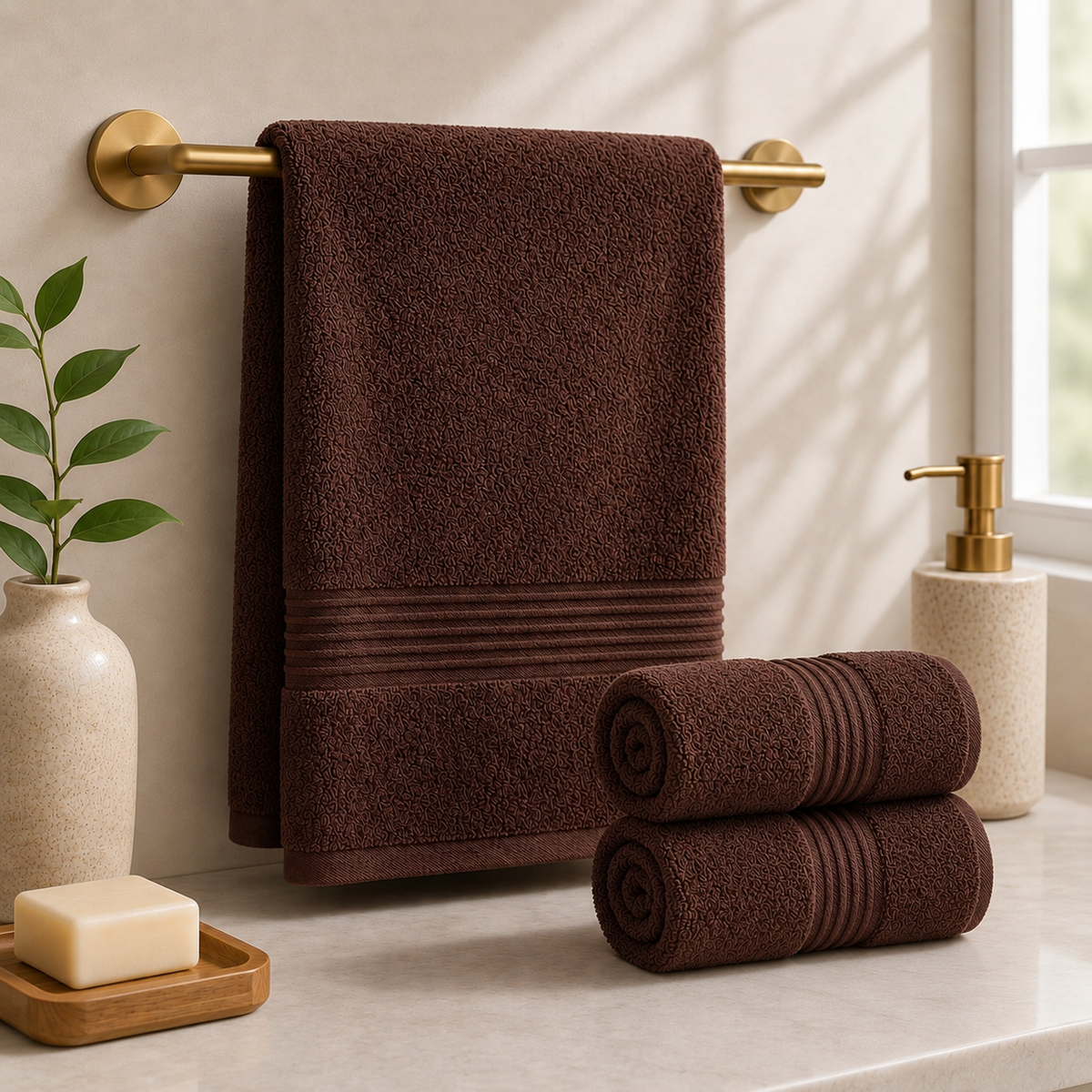 Bath Linen Celebration Hamper- Dark Brown (1+2)