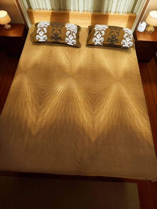 Geometric King Pure Cotton Bedsheet — Ombre Brown-001