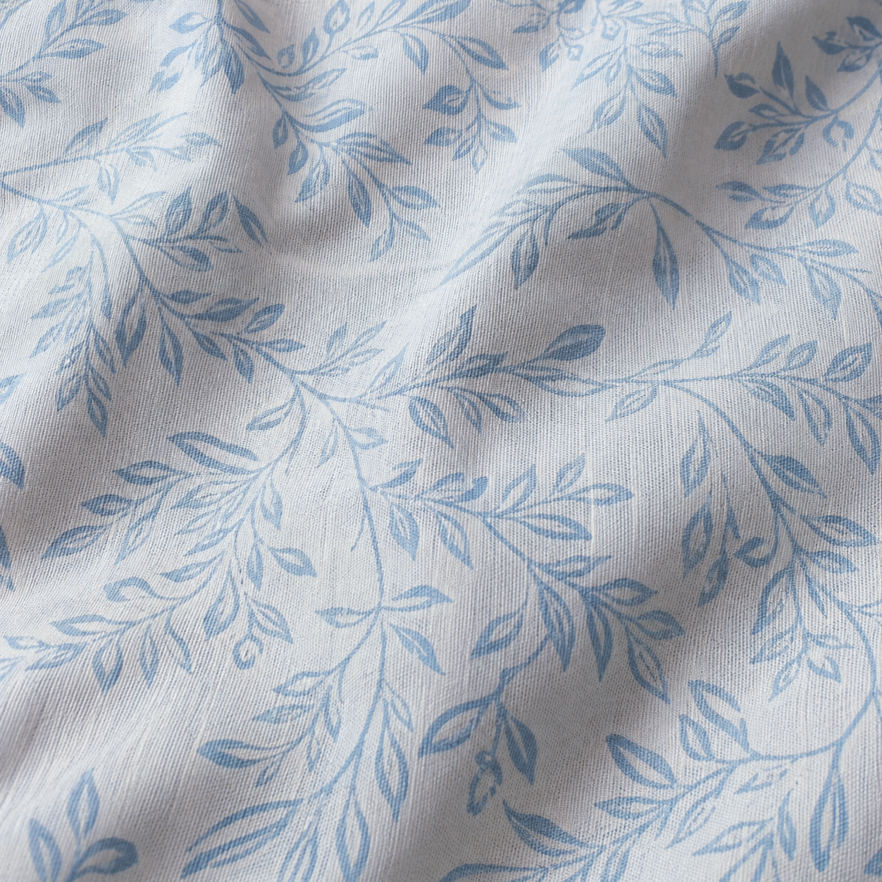 Floral Queen Glaze  Cotton Bedsheet — Blue