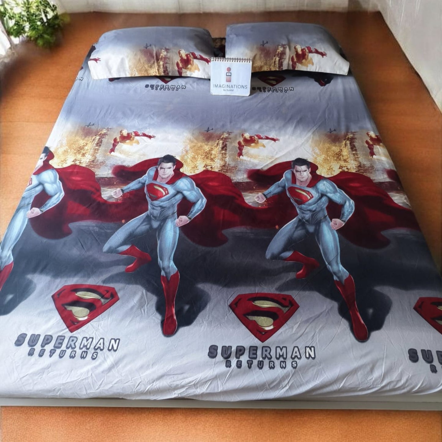 Kids Queen Glaze  Cotton Bedsheet — Superman