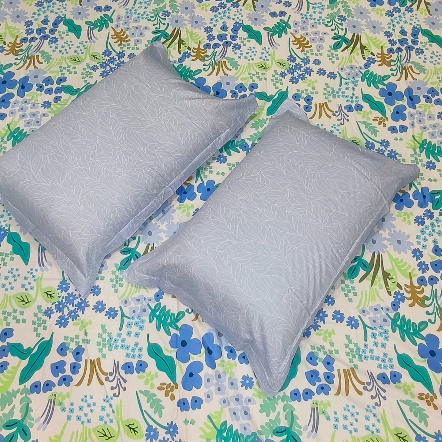 Floral King Pure Cotton Bedsheet —Aqua