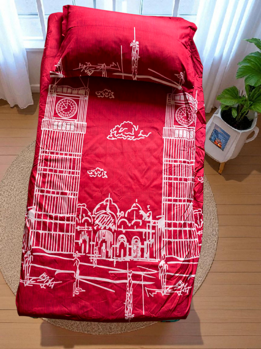 Kids Single Glaze  Cotton Bedsheet —  London Charm