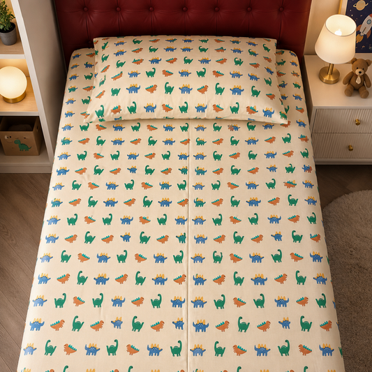 Kids Single Pure  Cotton Bedsheet — Baby Dinos