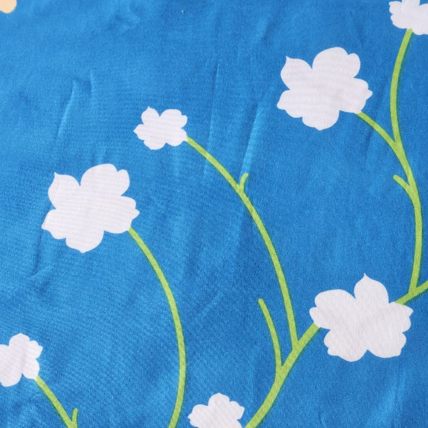 Floral Queen Glaze  Cotton Bedsheet — Blue -G04