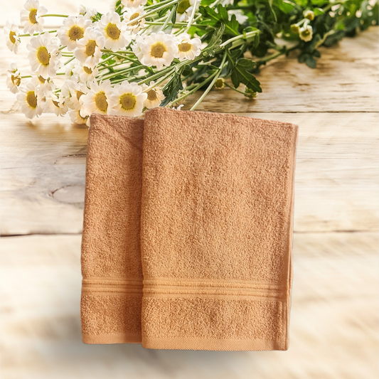 Premium Cotton Hand Towels-Mustard Yellow (Pair)