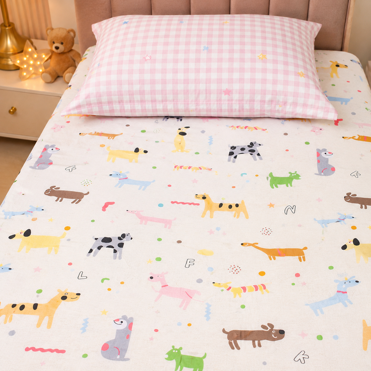 Kids Single Pure  Cotton Bedsheet — Puppy Love
