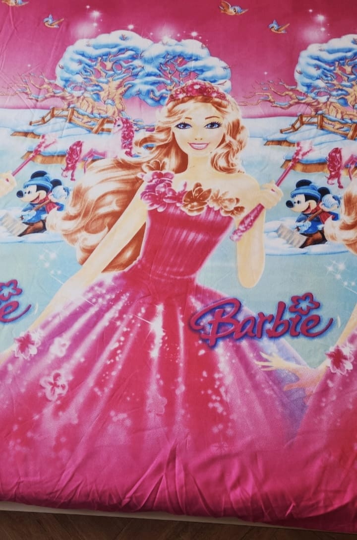 Kids Queen Glaze  Cotton Bedsheet —  Barbie Glam