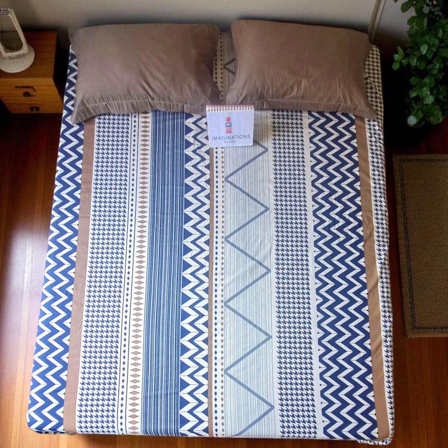 Geometric King Pure Cotton Bedsheet — Multicolour-M02