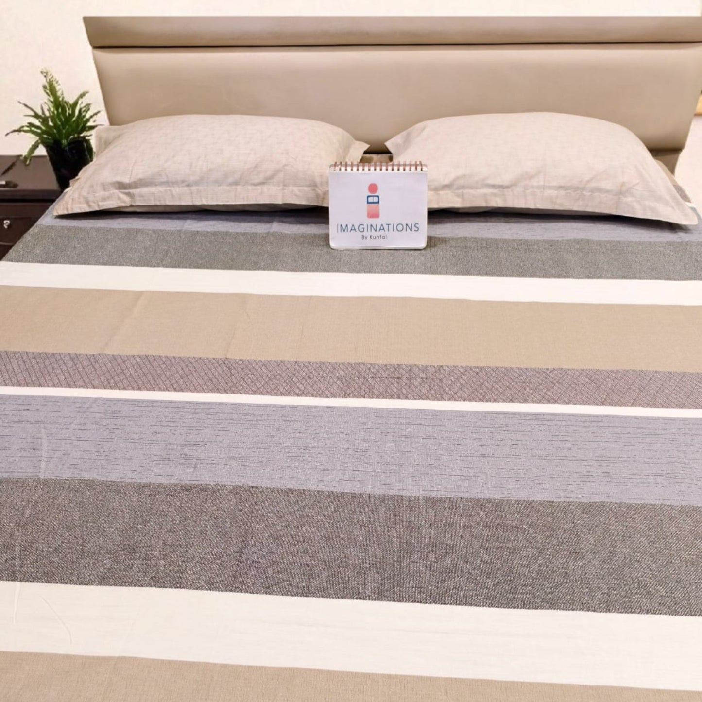 Geometric King Pure Cotton Bedsheet — Brown