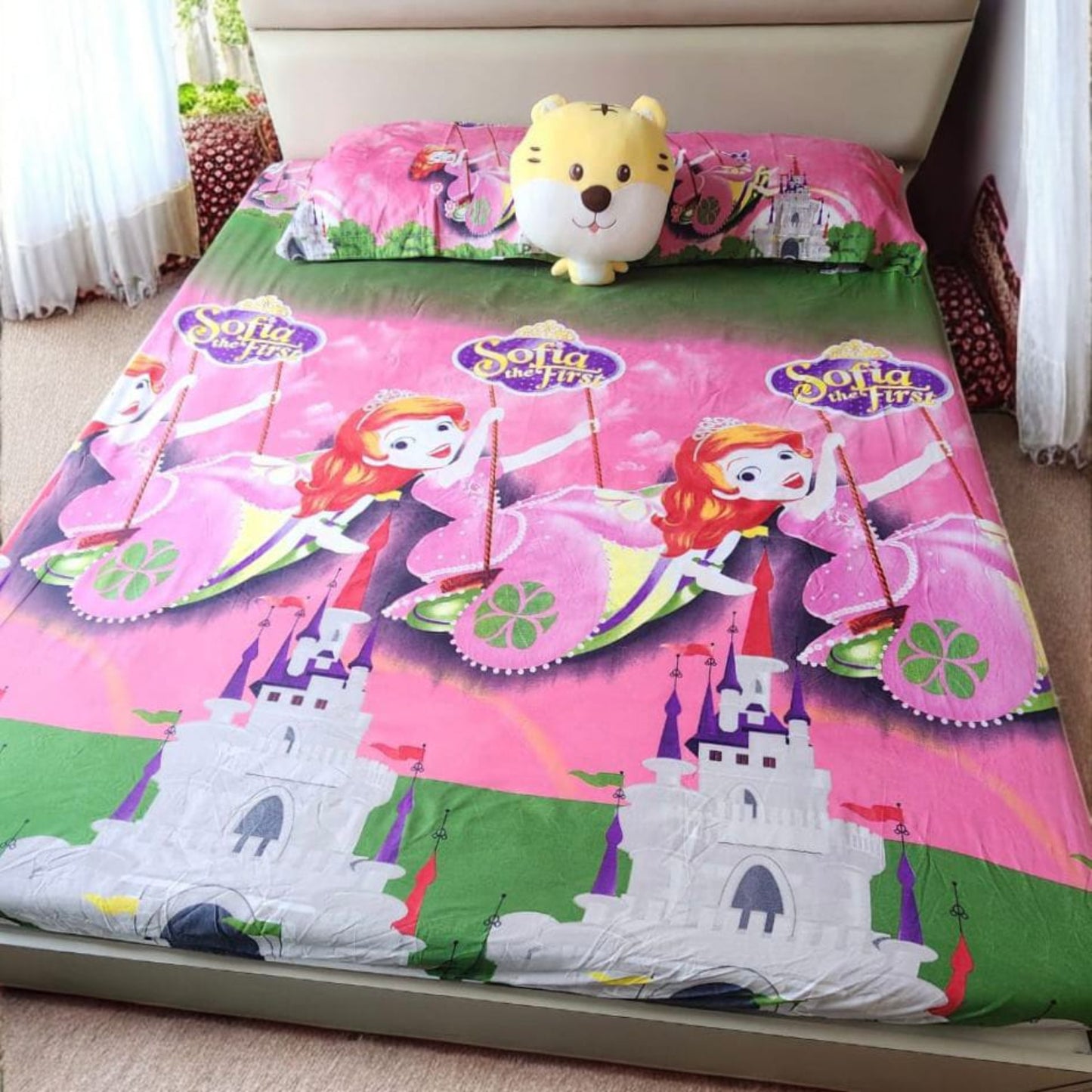 Kids Queen Glaze  Cotton Bedsheet - Sophia Princess