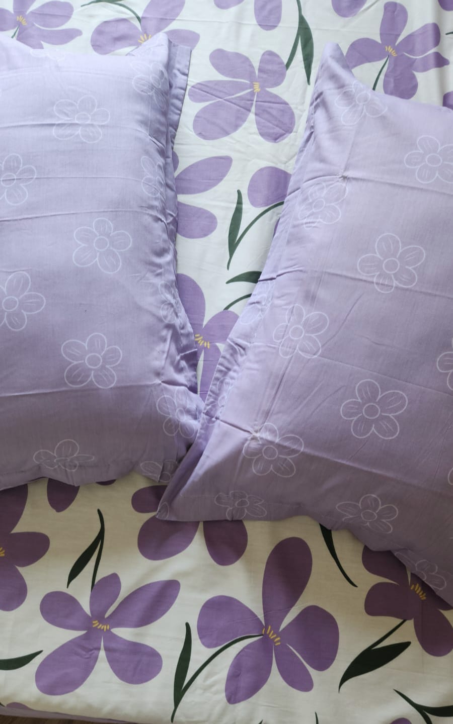 Floral King Pure Cotton Bedsheet — Purple