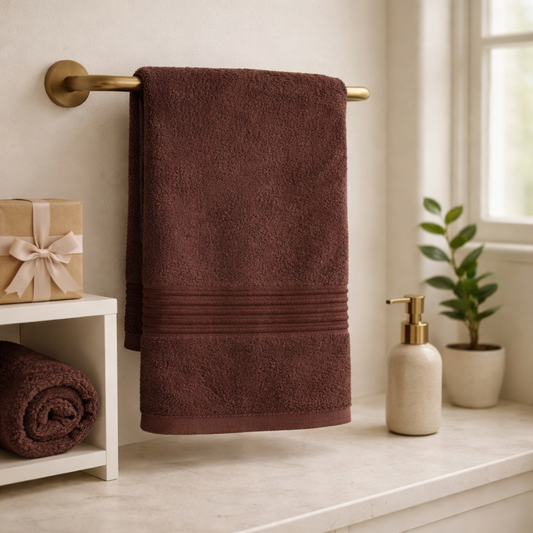 Premium Cotton Bath Towels- Dark Brown