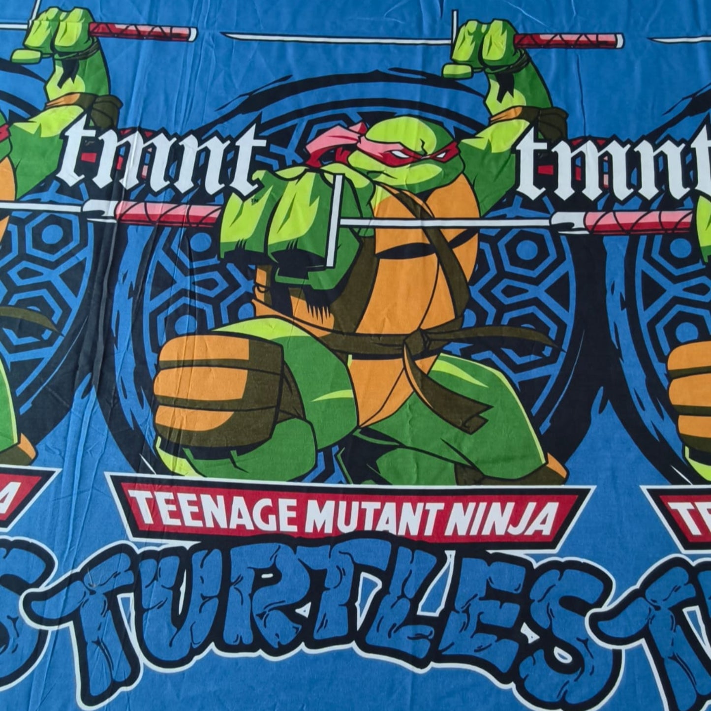 Kids Queen Glaze  Cotton Bedsheet —Blue Ninja Turtles