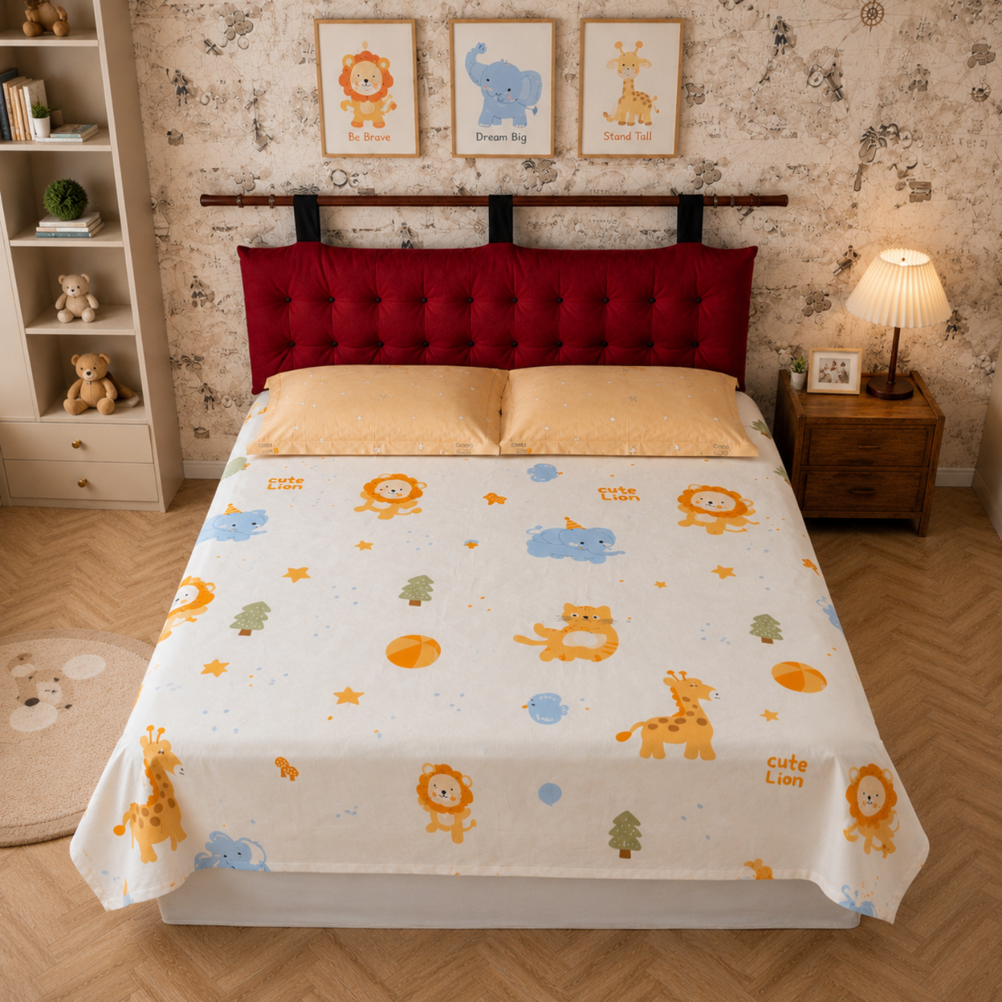 Jungle Love Kids King Pure Cotton Bedsheet-White