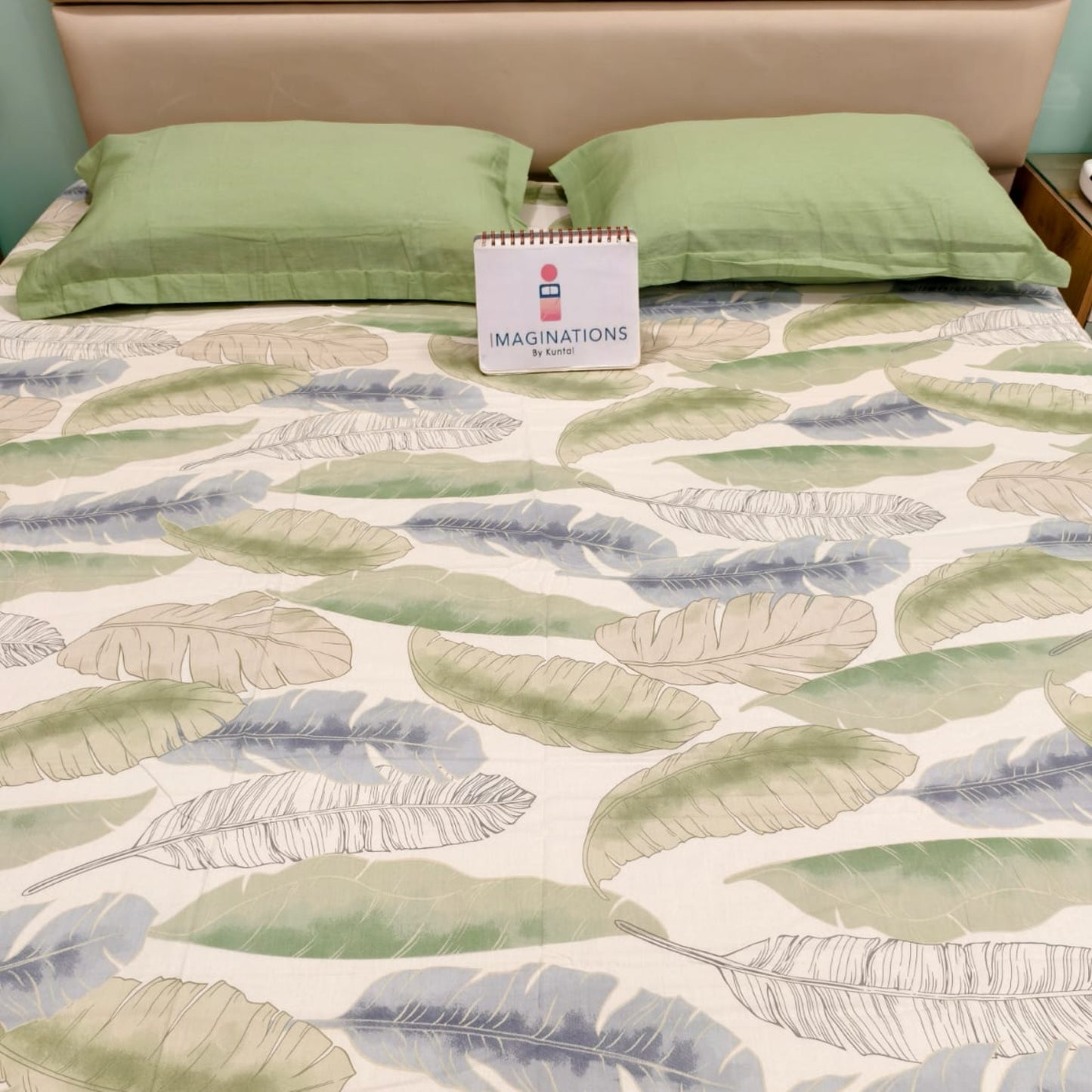Floral King Pure Cotton Bedsheet — Green-G02