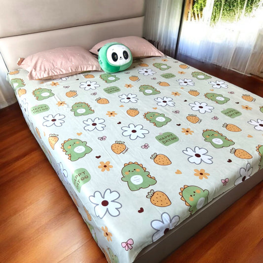 Kids Queen Glaze  Cotton Bedsheet — Tiny Rex World