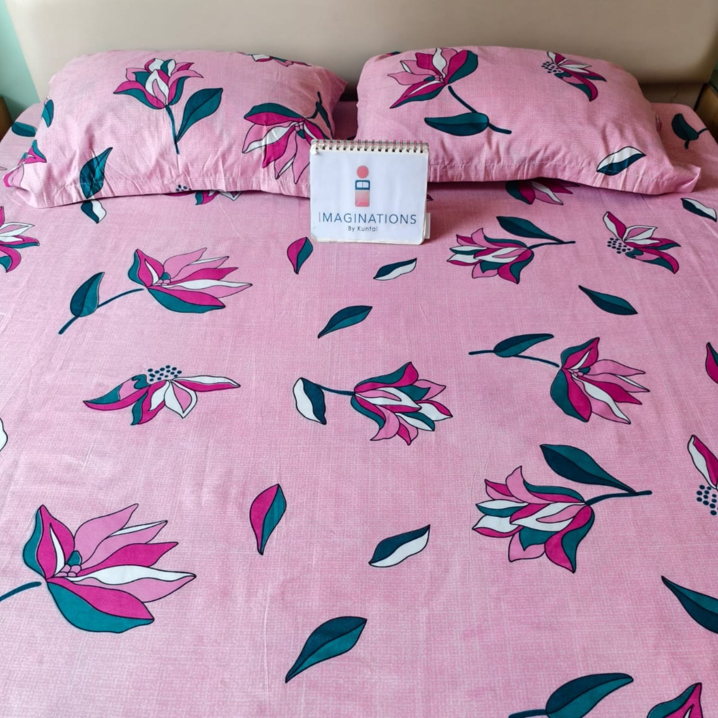 Floral Queen Glaze  Cotton Bedsheet — Pink