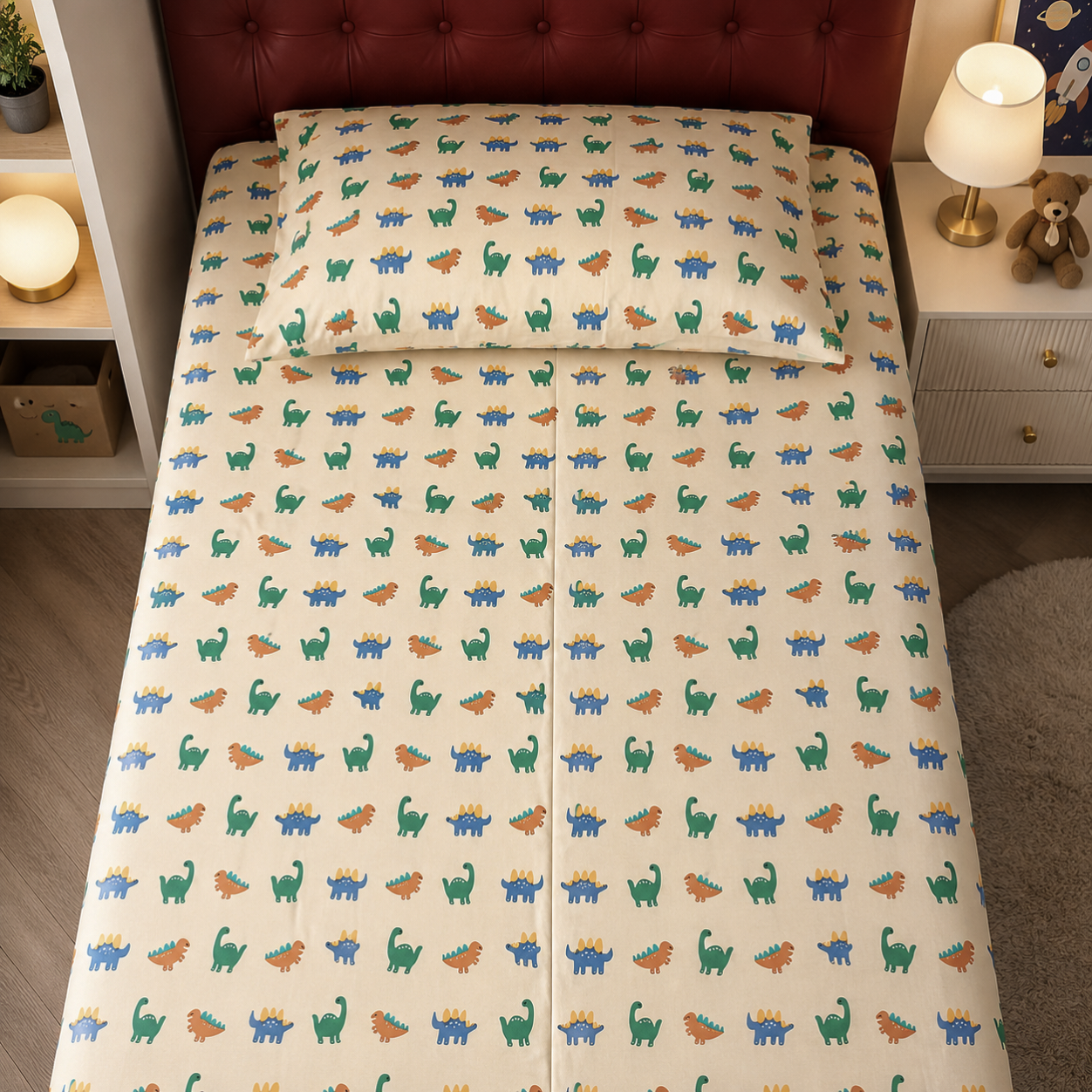 Kids Single Pure  Cotton Bedsheet — Baby Dinos